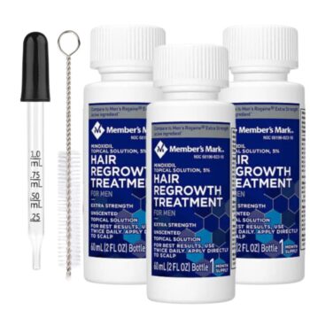 Member's Mark Minoxidil 5%, 3 Luni Aplicare, Tratament pentru caderea parului si cresterea barbii