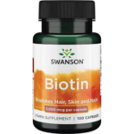 Biotin Swanson, 5000 mcg, 100 Capsule Masticabile, 3,5 Luni Utilizare, Tratament pentru caderea parului si cresterea barbii