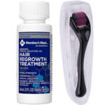 Minoxidil Member's Mark  5%, 1 Luna Aplicare, Dermaroller Cu Carcasa Protectoare, Tratament pentru caderea parului si cresterea barbii