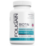 FOLIGAIN Biotina 10,000 mcg, Regenerare Par, Tablete cu Dizolvare Rapida și Aroma de Cireșe, 60 Capsule