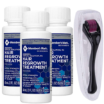 Minoxidil Member's Mark 5%, 3 Luni Aplicare ,Dermaroller Cu Carcasa Protectoare, Tratament pentru caderea parului si cresterea barbii