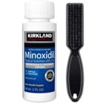 Minoxidil Kirkland 5%, 1 Luna Aplicare + Perie Curatare Impuritati, Tratament pentru caderea parului si cresterea barbii