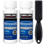 Minoxidil Kirkland 5%, 2 Luni Aplicare + Perie Curatare Impuritati, Tratament pentru caderea parului si cresterea barbii