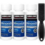 Minoxidil Kirkland 5%, 3 Luni Aplicare, Perie Curatare Impuritati, Tratament pentru caderea parului si cresterea barbii