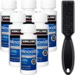 Minoxidil Kirkland 5%, 6 Luni Aplicare + Perie Curatare Impuritati, Tratament pentru caderea parului si cresterea barbii