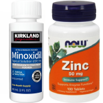 Minoxidil Kirkland 5% + Zinc 50 mg, Now, 100 Capsule, Tratament pentru caderea parului si cresterea barbii