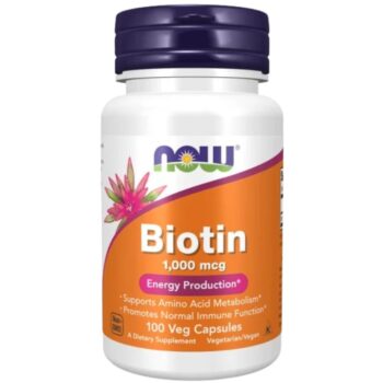 Now Biotin 1000 mcg, 100 Capsule - 3 Luni Administrare, Tratament pentru caderea parului si cresterea barbii