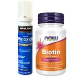 Spuma Minoxidil Kirkland 5%,  Biotin 1000 mcg, 100 Capsule, Tratament Pentru Barba/Par