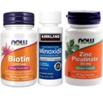 Minoxidil Kirkland 5% + Zinc Picolinate, 50 mg, Now, 60 Capsule + Biotin 1000 mcg, 100 Capsule,Tratament pentru caderea parului si cresterea barbii