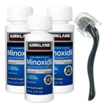 Minoxidil Kirkland 5%, Tratament Pentru 3 Luni, Dermaroller cu Capac Protector