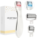 Dermaroller pentru Mezoterapie cu Lumina LED – 540 Ace, 3 Capete Înlocuibile pentru Cresterea Parului si a Barbii