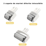 Dermaroller pentru Mezoterapie cu Lumina LED – 540 Ace, 3 Capete Înlocuibile pentru Cresterea Parului si a Barbii - imagine 3