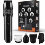 Aparat de Tuns Flero® 14în1 Profesional, Trimmer și Shaver, IPX7, Lame Inox, LCD, Autonomie 4h – Negru-Gri