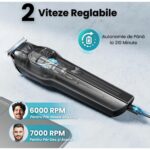 Aparat de Tuns Flero® 14în1 Profesional, Trimmer și Shaver, IPX7, Lame Inox, LCD, Autonomie 4h – Negru-Gri - imagine 5