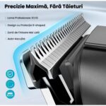 Aparat de Tuns Flero® 14în1 Profesional, Trimmer și Shaver, IPX7, Lame Inox, LCD, Autonomie 4h – Negru-Gri - imagine 6