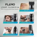 Aparat de Tuns Flero® 14în1 Profesional, Trimmer și Shaver, IPX7, Lame Inox, LCD, Autonomie 4h – Negru-Gri - imagine 15