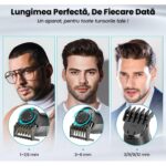 Aparat de Tuns Flero® 14în1 Profesional, Trimmer și Shaver, IPX7, Lame Inox, LCD, Autonomie 4h – Negru-Gri - imagine 3