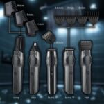Aparat de Tuns Flero® 14în1 Profesional, Trimmer și Shaver, IPX7, Lame Inox, LCD, Autonomie 4h – Negru-Gri - imagine 2