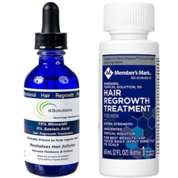 Minoxidil IiSolutions 15%, Minoxidil Member's Mark 5%, 2 Luni Aplicare, Tratament pentru Caderea Parului si Cresterea Barbii, Pipeta Sticla Inclusa