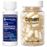 Minoxidil Member’s Mark 5% + Hair Capsules Copenhagen Grooming, 100% Vegan, 50 Capsule, Tratament pentru Caderea Parului si Cresterea Barbii