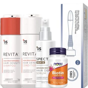 Set Premium Complet Pentru Cresterea Parului la Barbati - Sampon, Balsam, Ser cu Nanoxidil 5%, Dermastamp, Biotina
