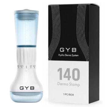 Derma Stamp GYB, 140 Ace din Oțel Inoxidabil, Marimi Reglabile: 0.25mm-3mm, Rezervor Ser 10ml, Ingrijire fata/par si cresterea barbii, Reutilizabil