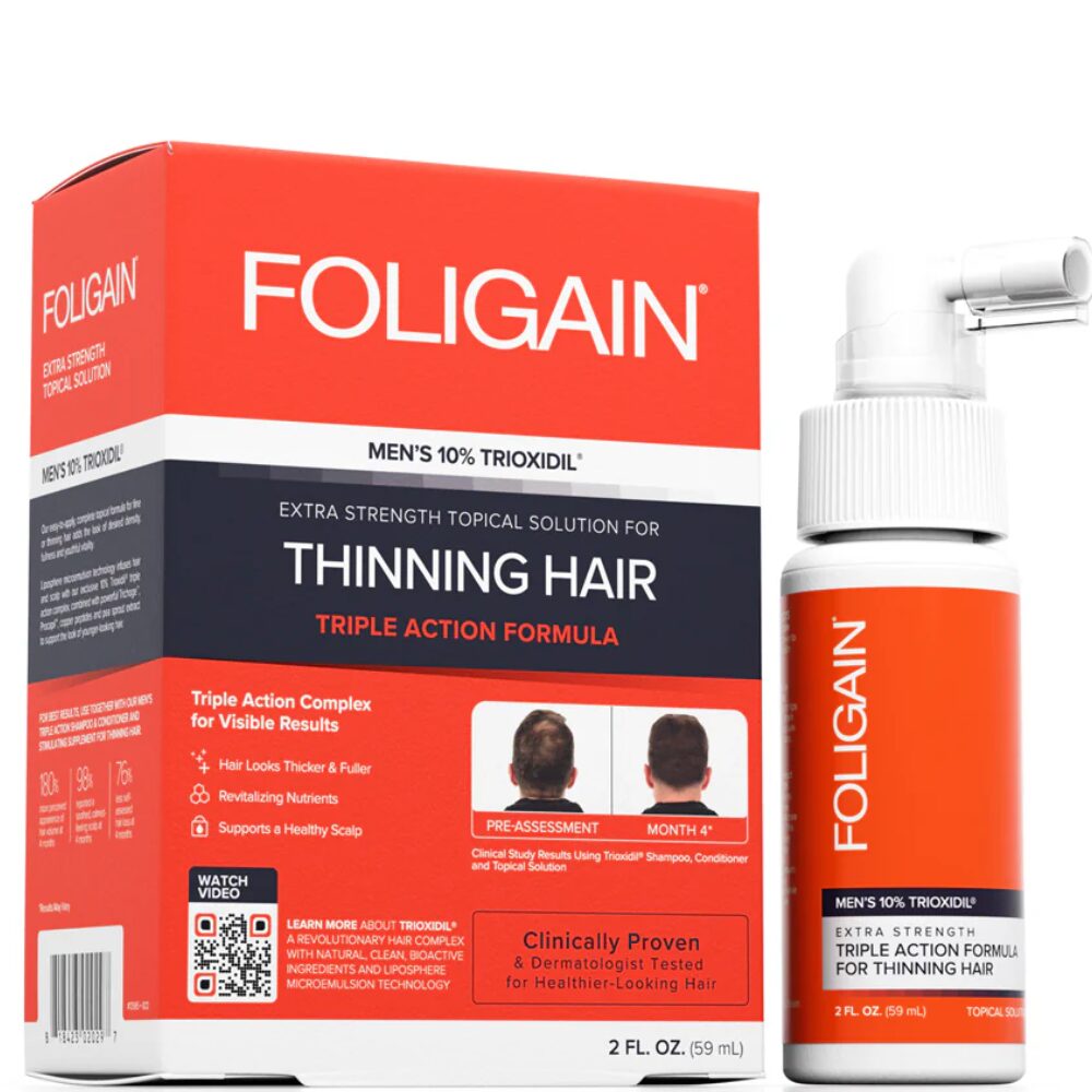 1 FOLIGAIN Formula Completa cu Actiune Tripla pentru Par cu Tendinta de Rarire la Barbati – 10% TRIOXIDIL - imagine 1