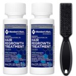 Minoxidil Member's Mark 5%, 2 Luni Aplicare + Perie Curatare Impuritati, Tratament pentru Caderea Parului si Cresterea Barbii