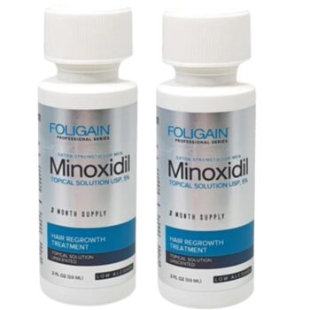 Minoxidil Foligain 5%, 2 Luni Aplicare, Tratament pentru Caderea Parului si Cresterea Barbii, Cantitate de Alcool Redusa, 120 ml