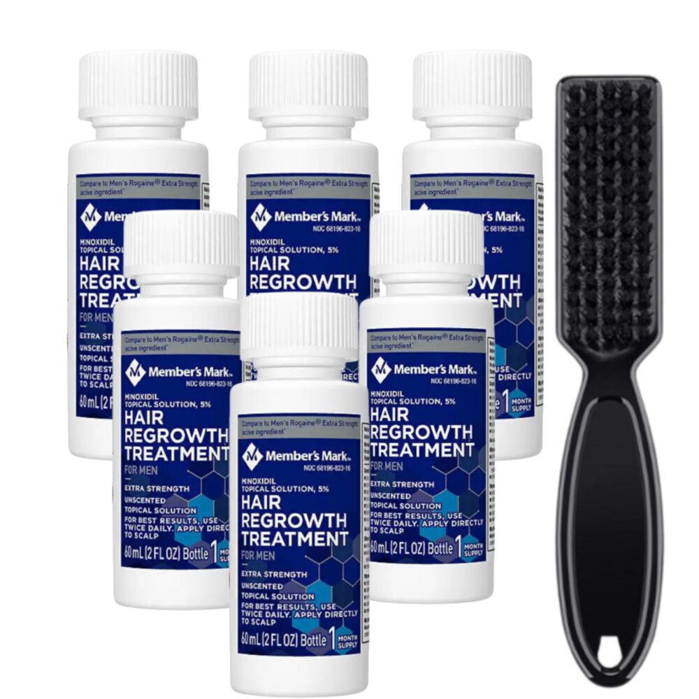Member's Mark seturi Minoxidil Member's Mark 5%, 6 Luni Aplicare + Perie Curatare Impuritati, Tratament pentru Caderea Parului si Cresterea Barbii - imagine 1