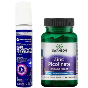 Spuma, Member’s Mark, Minoxidil 5%, Zinc Picolinate 22 mg Swanson, 60 Capsule, Tratament pentru Caderea Parului si Cresterea Barbii